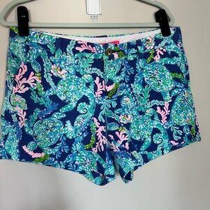Lilly Pulitzer Vibrant Blue and Pink Women Callahan Stretch Shorts Sz. 10